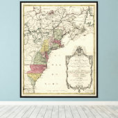 Kaart voor koloniaal Amerika van Matthaus Lotter ( Canvas Afdruk (Insitu (Houten vloer))