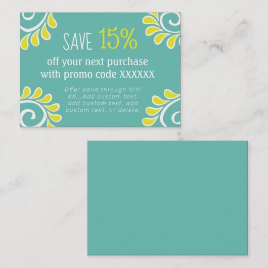 Kaart voor korting op voorjaarsgarantie visitekaartje (Voorkant / Achterkant)