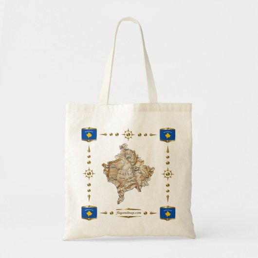 Kaart voor Kosovo en vlag Tote Bag (Voorkant)
