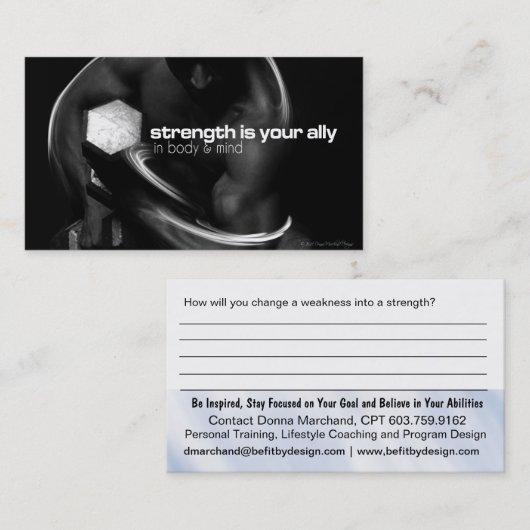 Kaart voor krachttraining visitekaartje (Voorkant / Achterkant)