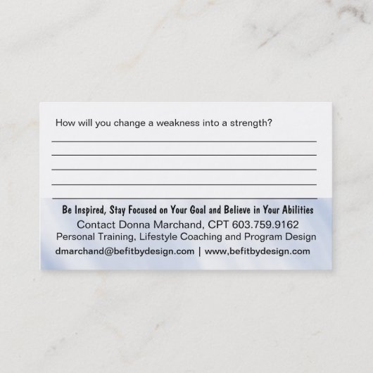 Kaart voor krachttraining visitekaartje (Achterkant)