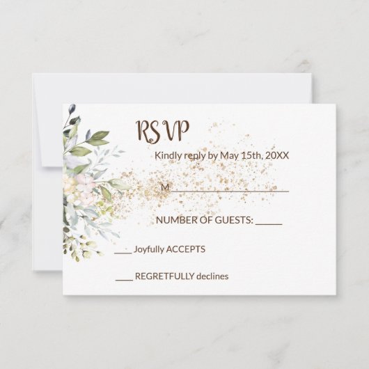 Kaart voor kruidengroen RSVP-huwelijk (Voorkant)