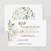 Kaart voor kruidengroen RSVP-huwelijk (Voorkant / Achterkant)