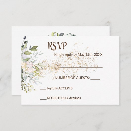 Kaart voor kruidengroen RSVP-huwelijk (Voorkant / Achterkant)