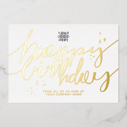 Kaart voor logo handschrift business Birthday Gold (Voorkant)
