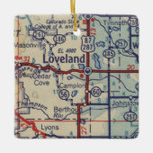  kaart voor Loveland CO Keramisch Ornament (Voorkant)