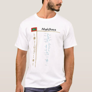 Kaart voor Maldiven + vlag + titel T-shirt