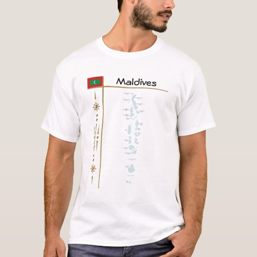 Kaart voor Maldiven + vlag + titel T-shirt (Voorkant)