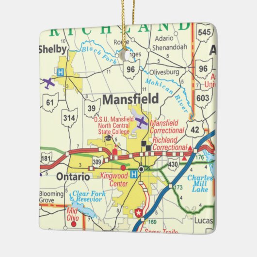  kaart voor Mansfield Ohio Keramisch Ornament (Links)