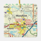  kaart voor Mansfield Ohio Keramisch Ornament (Voorkant)