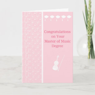 Kaart voor master in muziekgraden in roze