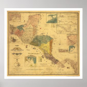 Kaart voor Midden-Amerika 1862 Poster (Voorkant)