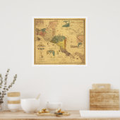 Kaart voor Midden-Amerika 1862 Poster (Keuken)
