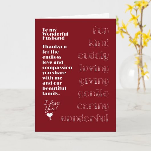 Kaart voor mijn geweldige echtgenoot (Gele Bloem)