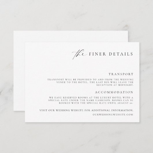 Kaart voor minimale minimale informatie over de af (Voorkant / Achterkant)