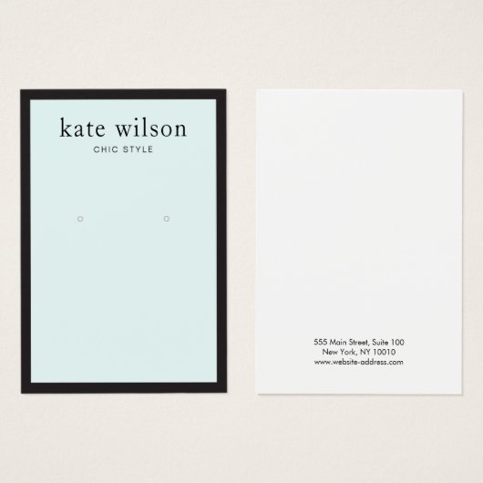 Kaart voor modern Light Blue Earring (Voorkant /achterkant)