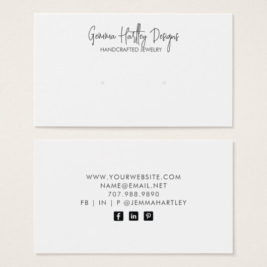 Kaart voor modern Script Black White Jewlery Displ (Voorkant /achterkant)
