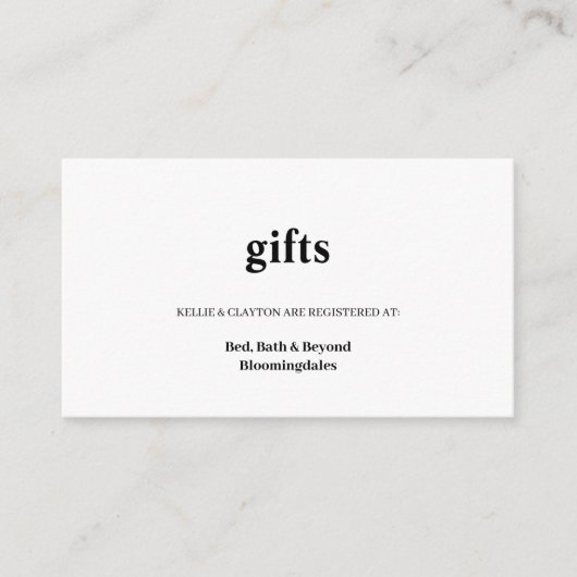 Kaart voor moderne Cadeauregistratie (Voorkant)