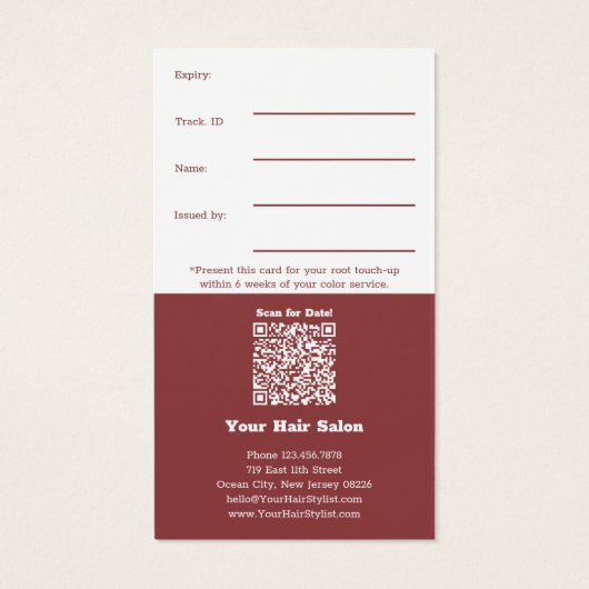 Kaart voor moderne Photo Root Touch-Up Voucher (Achterkant)