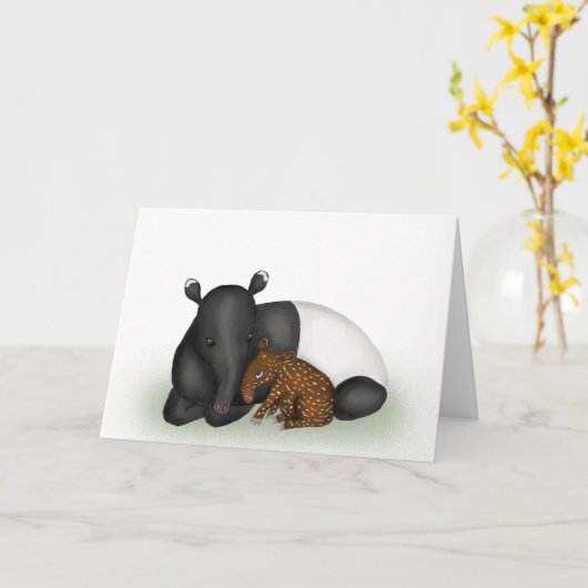 kaart voor moeder en baby tapir (Gele Bloem)