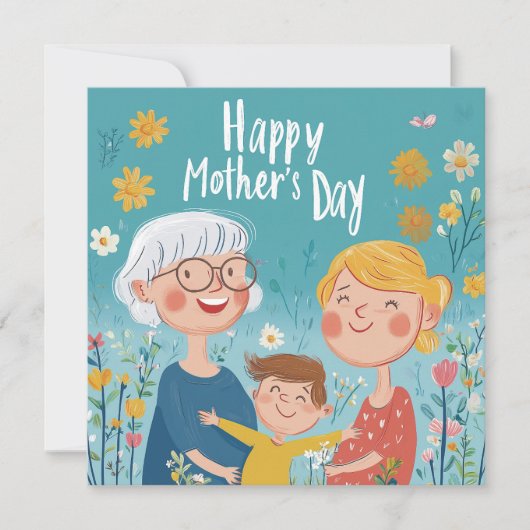 Kaart voor Moederdag voor drie generaties (Voorkant)