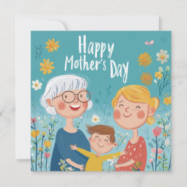 Kaart voor Moederdag voor drie generaties
