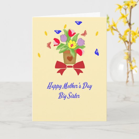 Kaart voor Moederdag voor je grote zuster (Gele Bloem)