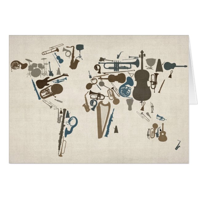 Kaart voor muziekinstrumenten van de wereld (Voorkant Horizontaal)