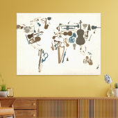 Kaart voor muziekinstrumenten van de wereld canvas afdruk (Insitu (Woonkamer))