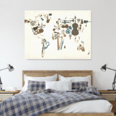 Kaart voor muziekinstrumenten van de wereld canvas afdruk (Insitu (Slaapkamer))