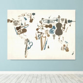 Kaart voor muziekinstrumenten van de wereld canvas afdruk (Insitu (Houten vloer))