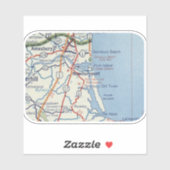 kaart voor Newburyport MA Sticker (Vel)