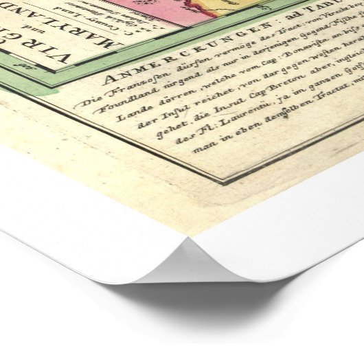 Kaart voor Newfoundland & East Coast 1760 Poster (Hoek)