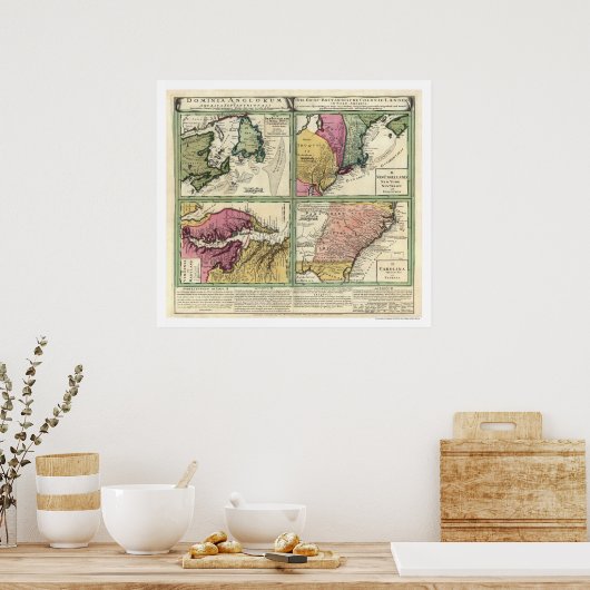 Kaart voor Newfoundland & East Coast 1760 Poster (Keuken)