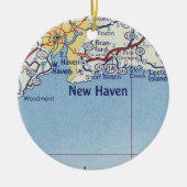  kaart voor nieuwe Haven CT Keramisch Ornament (Voorkant)