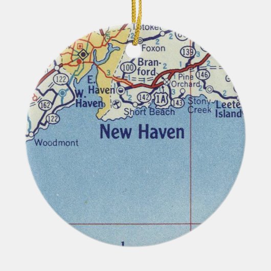  kaart voor nieuwe Haven CT Keramisch Ornament (Voorkant)