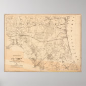 kaart voor Noord-Florida Poster (Voorkant)