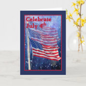 Kaart voor Onafhankelijkheidsdag met drie vlaggen (Gele Bloem)