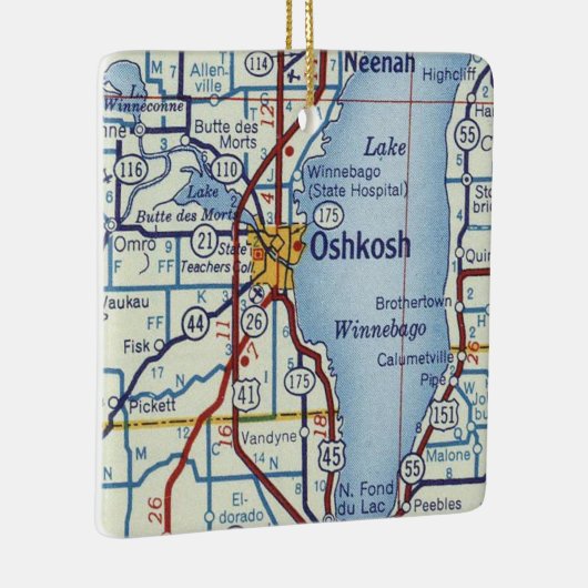  kaart voor Oshkosh Keramisch Ornament (Rechts)