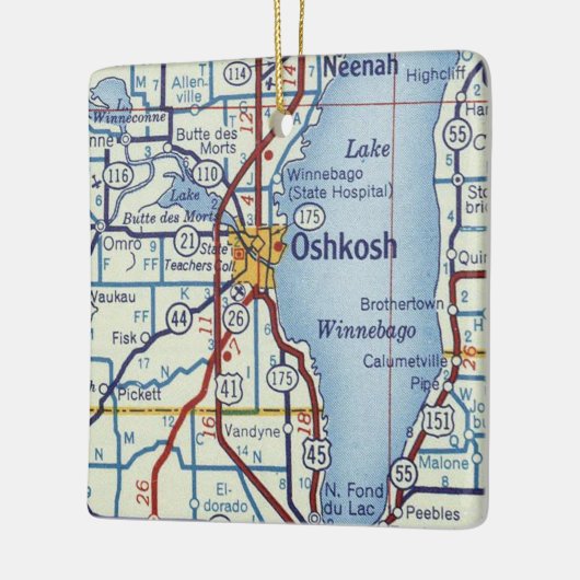  kaart voor Oshkosh Keramisch Ornament (Links)