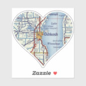  kaart voor Oshkosh WI Sticker (Vel)