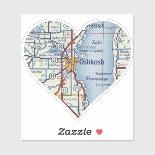 kaart voor Oshkosh WI Sticker (Vel)