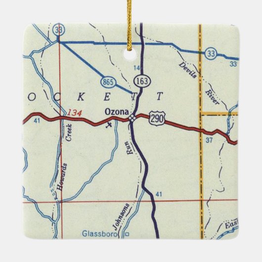 kaart voor Ozona TX Keramisch Ornament (Achterkant)