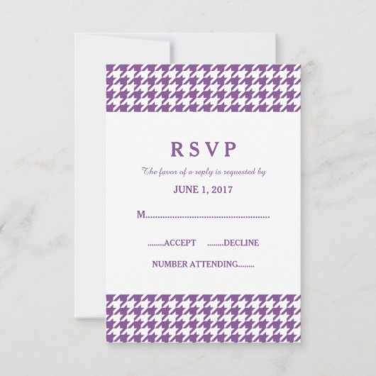 Kaart voor Paarse houndstooth Wedding Response (Voorkant)