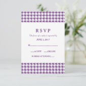 Kaart voor Paarse houndstooth Wedding Response (Staand voorkant)
