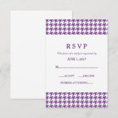Kaart voor Paarse houndstooth Wedding Response (Voorkant / Achterkant)