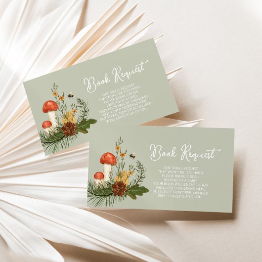Kaart voor paddenstoel Baby shower Book Request En