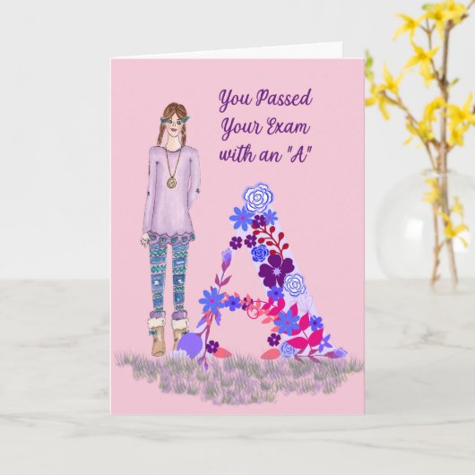 Kaart voor Passed Exam met een "A" (Gele Bloem)