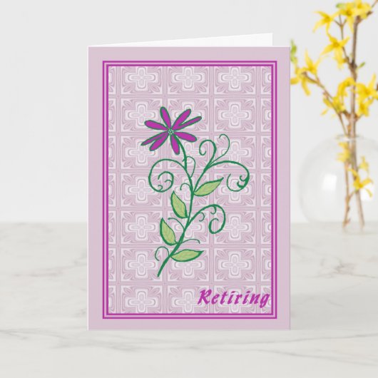 Kaart voor pensionering, lavender met ventilator (Gele Bloem)