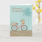 Kaart voor pensionering "Oh What Fun" met fiets (Gele Bloem)